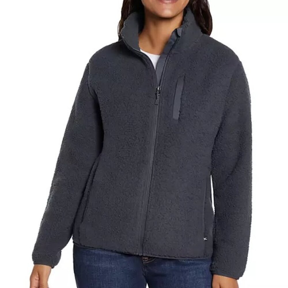 NWT! Eddie Bauer Cozy & Stylish Full-Zip Grey Fleece Jacket.